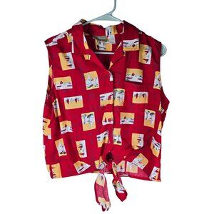 Vintage Liz Claiborne Nautical Cannes, St Tropez, Nice Sailboat Small, Front Tie